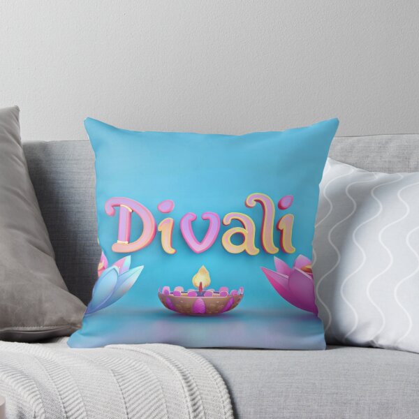 Item preview, Diwali candles in lotus shaped holders on blue background, Diwali celebration concept, AI Generated designed and sold by dvoevnore.