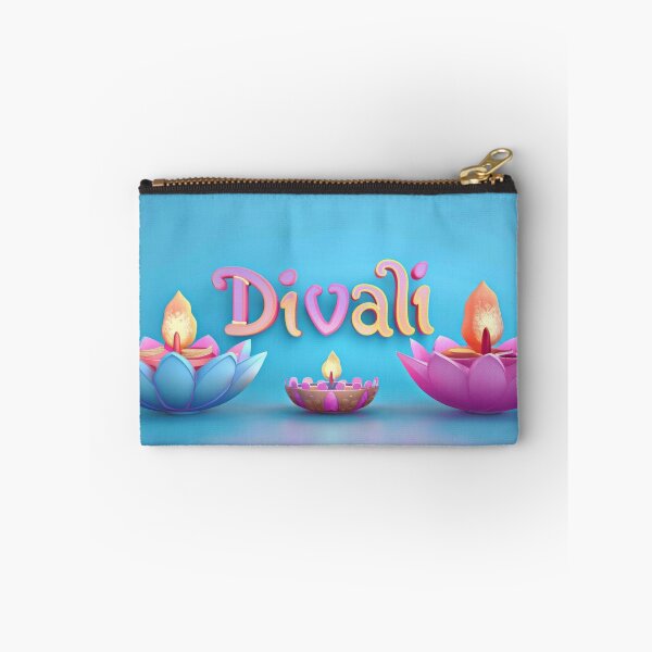 Item preview, Diwali candles in lotus shaped holders on blue background, Diwali celebration concept, AI Generated designed and sold by dvoevnore.