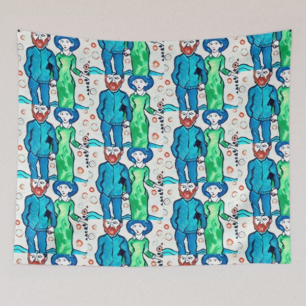 Item preview, Abstract Geometric Couple Portrait - Pop Art Van Gogh Style Illustration  designed and sold by SergioMiklos.