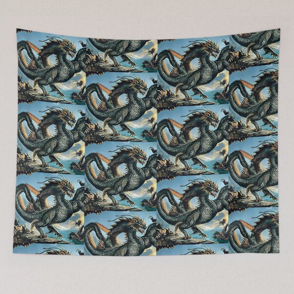 Item preview, Epic Eastern Mythological Dragon - Azure Scales Fantasy Creature Art  designed and sold by SergioMiklos.