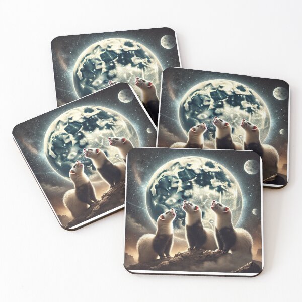 Item preview, Ferrets Howling At The Moon Funny Space Design designed and sold by Jcat7.