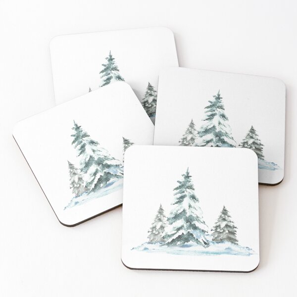 Item preview, Winter Spruce, pine, coniferous snow covered Christmas fir trees. Snowy forest landscape. Watercolor designed and sold by BartolArt.