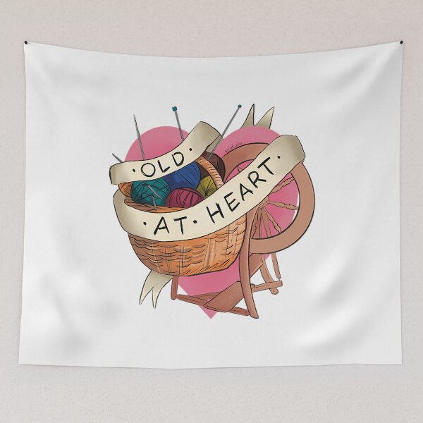 Item preview, Old at Heart – Yarn Basket and Spinning Wheel Art designed and sold by WebTucker.
