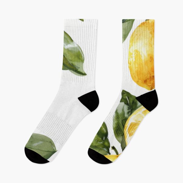 Item preview, Watercolor illustration of yellow lemons with green leaves on white background, AI generated designed and sold by dvoevnore.