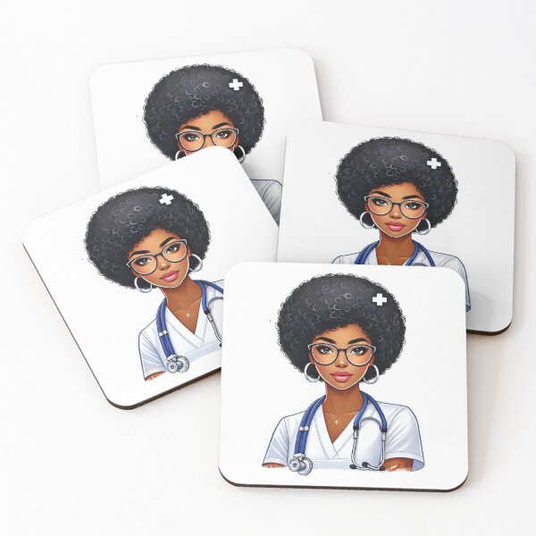 Item preview, Stylish Black Nurse with Glasses | Confident Healthcare Art designed and sold by Lulunza.