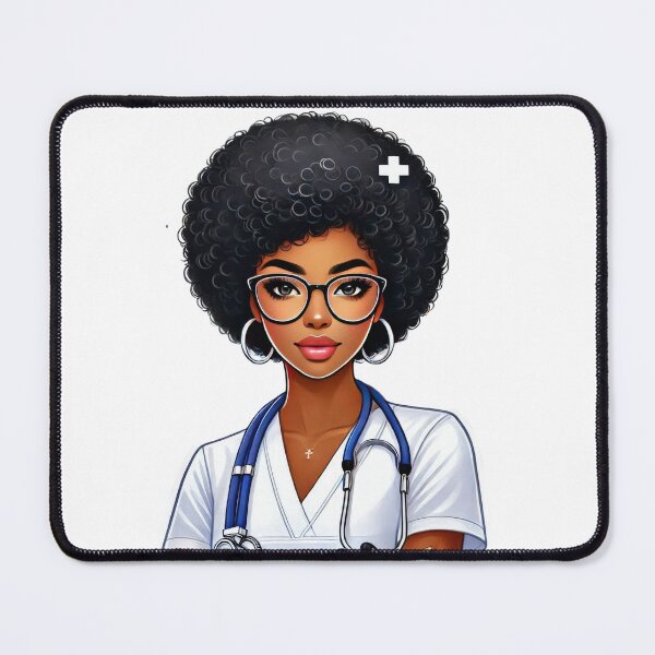 Item preview, Stylish Black Nurse with Glasses | Confident Healthcare Art designed and sold by Lulunza.