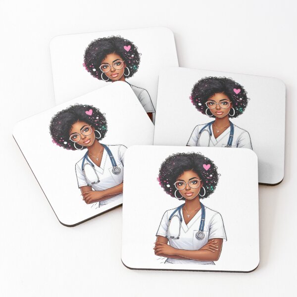 Item preview, Beautiful Afro Nurse Illustration | Black Woman Medical Art designed and sold by Lulunza.