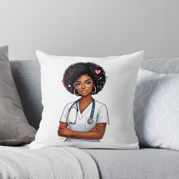 Item preview, Beautiful Afro Nurse Illustration | Black Woman Medical Art designed and sold by Lulunza.