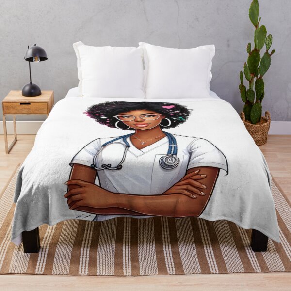 Item preview, Beautiful Afro Nurse Illustration | Black Woman Medical Art designed and sold by Lulunza.