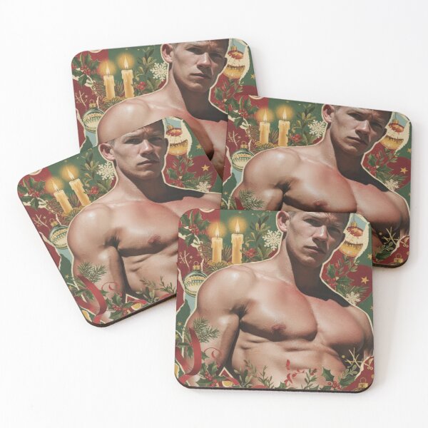 Item preview, Muscular Blonde Gay Collage Christmas Card designed and sold by Atlas Kai.