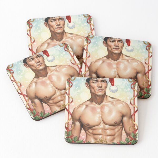 Item preview, Hot Muscular Asian Man Christmas Card designed and sold by Atlas Kai.