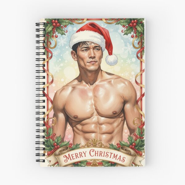 Item preview, Hot Muscular Asian Man Christmas Card designed and sold by Atlas Kai.