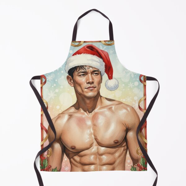Item preview, Hot Muscular Asian Man Christmas Card designed and sold by Atlas Kai.