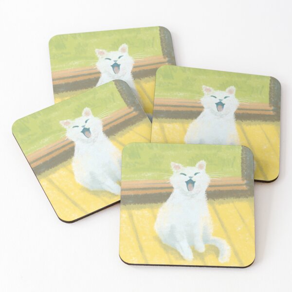 Item preview, White cat meowing designed and sold by xiao xuans.