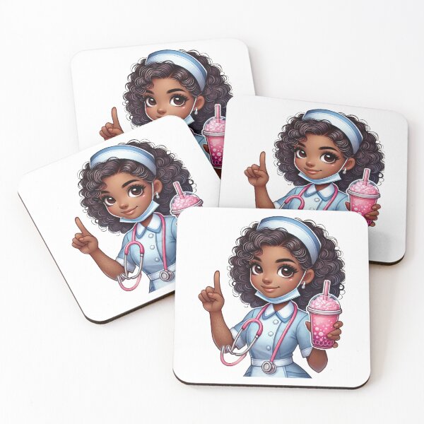 Item preview, Cute Black Nurse with Drink | Fun Nursing Life Design designed and sold by Lulunza.