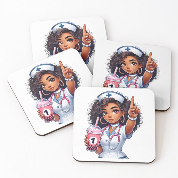 Item preview, Adorable Black Nurse Drinking Bubble Tea | Nursing Life Cute Art designed and sold by Lulunza.