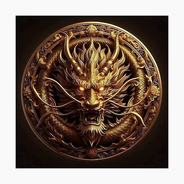 Artikelvorschau, goldener Drache entworfen und verkauft von GalleryBrisArt.