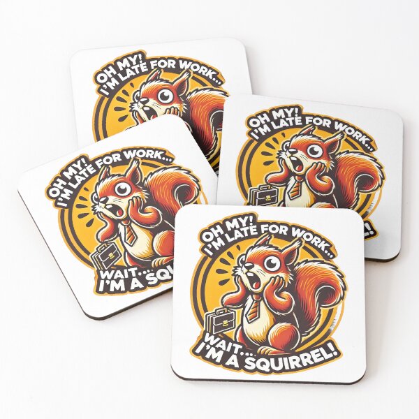 Item preview, Funny Squirrel Late for Work Cartoon T-Shirt Design. designed and sold by The-T-In-Retro.