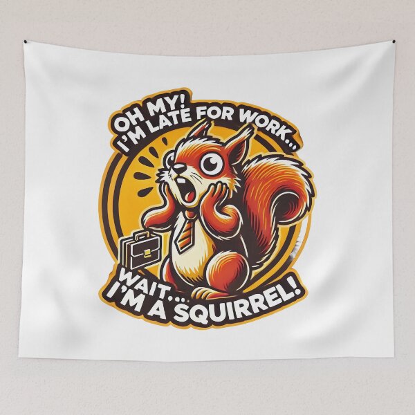 Item preview, Funny Squirrel Late for Work Cartoon T-Shirt Design. designed and sold by The-T-In-Retro.