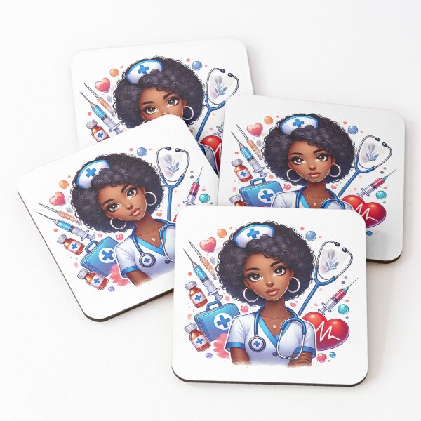Item preview, Black Nurse Surrounded by Medical Icons | Healthcare Hero Art designed and sold by Lulunza.