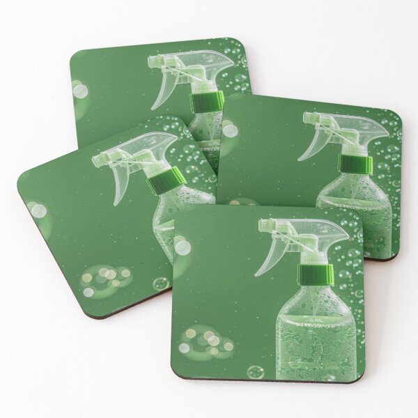Item preview, Spray bottle with green liquid and foam on green background, AI Generated designed and sold by dvoevnore.