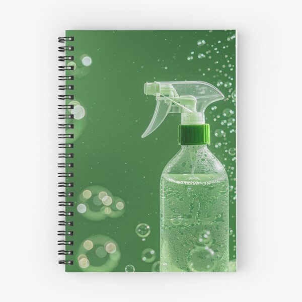 Item preview, Spray bottle with green liquid and foam on green background, AI Generated designed and sold by dvoevnore.