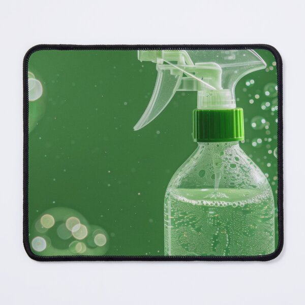 Item preview, Spray bottle with green liquid and foam on green background, AI Generated designed and sold by dvoevnore.