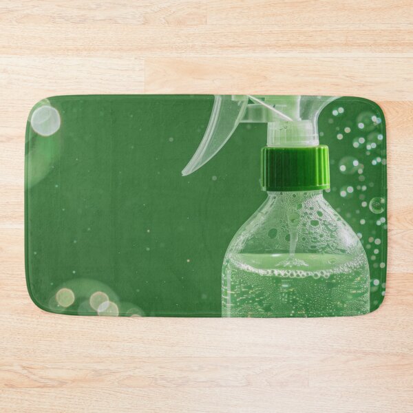 Item preview, Spray bottle with green liquid and foam on green background, AI Generated designed and sold by dvoevnore.