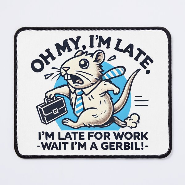 Item preview, Funny gerbil rushing to work with briefcase cartoon. designed and sold by The-T-In-Retro.