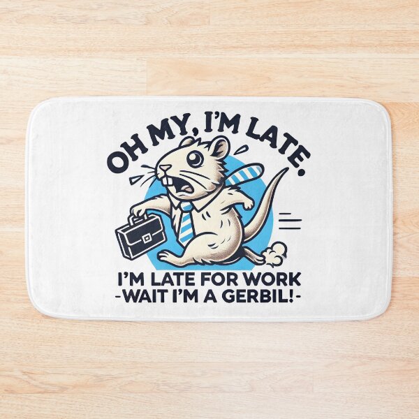 Item preview, Funny gerbil rushing to work with briefcase cartoon. designed and sold by The-T-In-Retro.