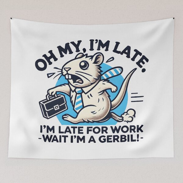 Item preview, Funny gerbil rushing to work with briefcase cartoon. designed and sold by The-T-In-Retro.