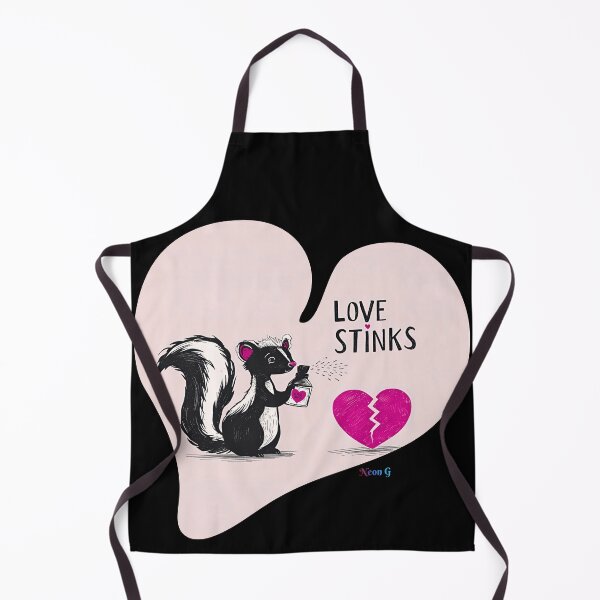 Item preview, Skunk spraying perfume on a broken heart “Love Stinks” 4 designed and sold by Neon G.