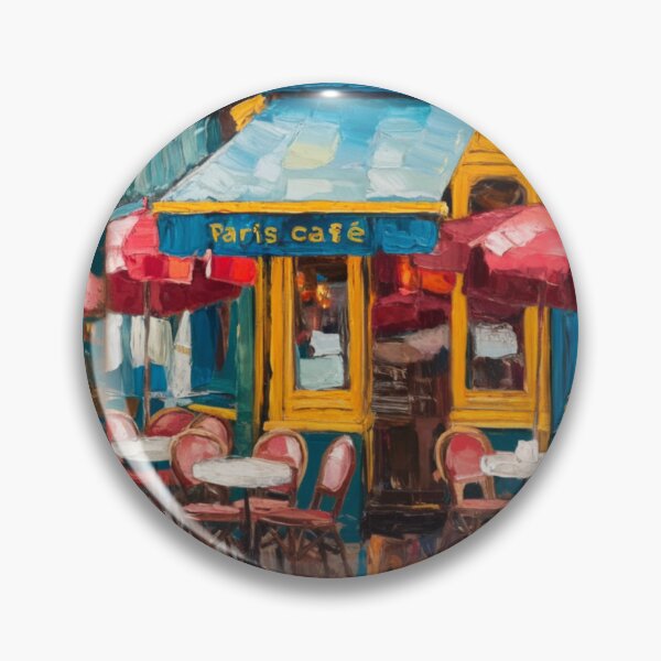 Item preview, Charming French Café with Blue Awning | Street Scene designed and sold by CARRAANN.