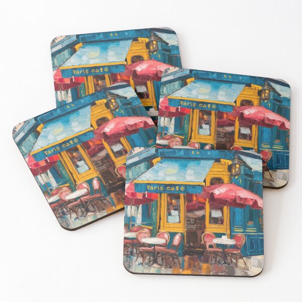 Item preview, Charming French Café with Blue Awning | Street Scene designed and sold by CARRAANN.