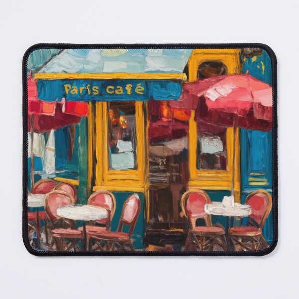 Item preview, Charming French Café with Blue Awning | Street Scene designed and sold by CARRAANN.