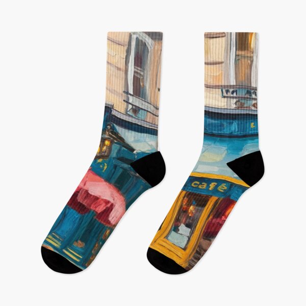 Item preview, Charming French Café with Blue Awning | Street Scene designed and sold by CARRAANN.
