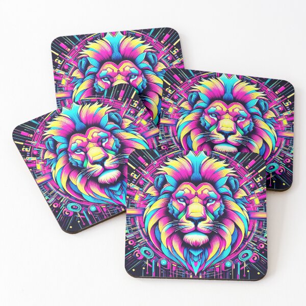 Item preview, Cyber Majesty: Neon Lion in Digital Realm designed and sold by Dogandesighn.