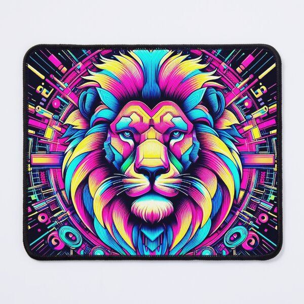Item preview, Cyber Majesty: Neon Lion in Digital Realm designed and sold by Dogandesighn.