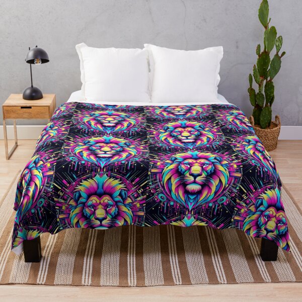 Item preview, Cyber Majesty: Neon Lion in Digital Realm designed and sold by Dogandesighn.