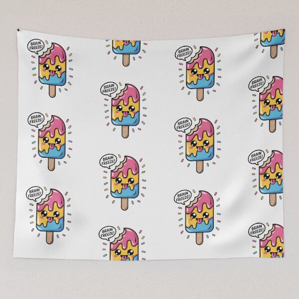 Item preview, Colorful Kawaii Ice Cream - Fun "Brain Freeze" Illustration designed and sold by drchzak.