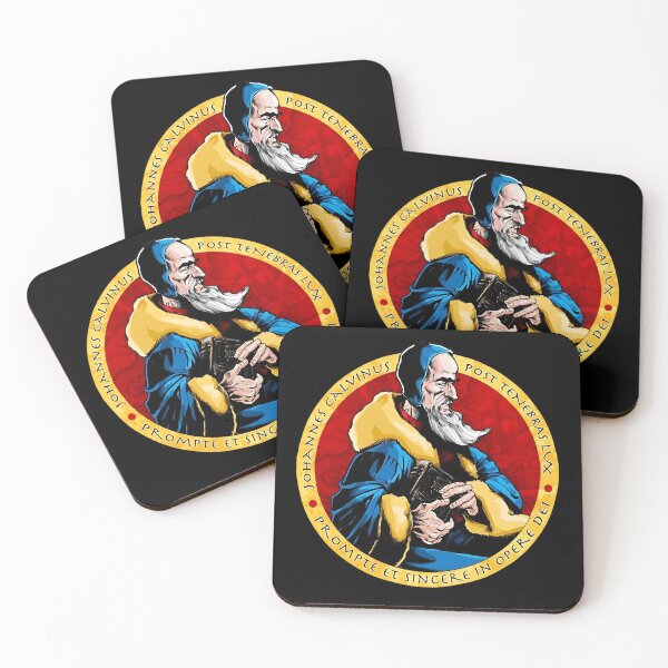 Item preview, John Calvin: Post Tenebras Lux | Prompte et Sincere | Retro Protestant Reformation Illustration designed and sold by AveCruxT.