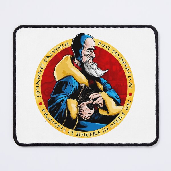 Item preview, John Calvin: Post Tenebras Lux | Prompte et Sincere | Retro Protestant Reformation Illustration designed and sold by AveCruxT.