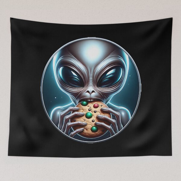 Item preview, An alien is eating a Christmas cookie designed and sold by ReneMM.