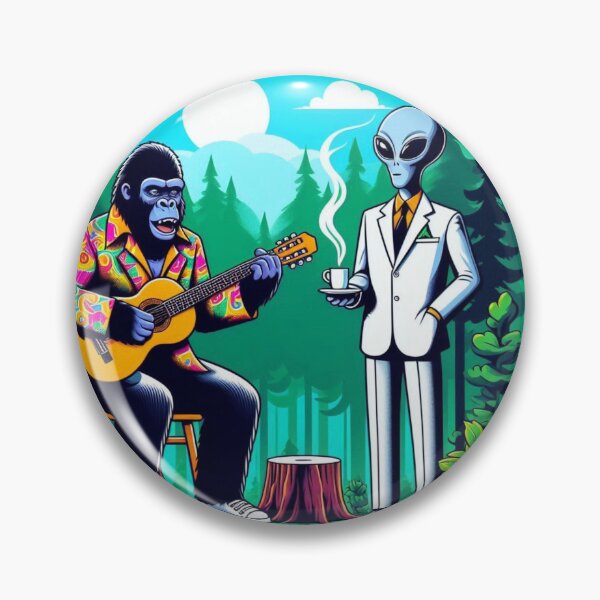Item preview, Moonlit Jam: Gorilla & Alien Forest Vibes designed and sold by Dogandesighn.