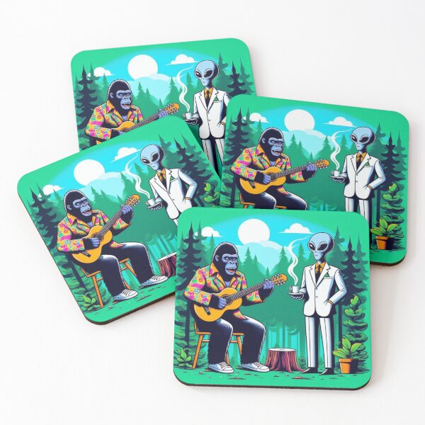 Item preview, Moonlit Jam: Gorilla & Alien Forest Vibes designed and sold by Dogandesighn.
