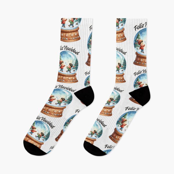 Item preview, Winter fun in a snow globe, snowball fight Feliz Navidad designed and sold by LiskoDesign.