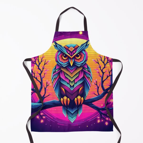 Item preview, Neon Cosmic Owl in Geometric Forest designed and sold by Dogandesighn.