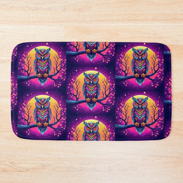 Item preview, Neon Cosmic Owl in Geometric Forest designed and sold by Dogandesighn.