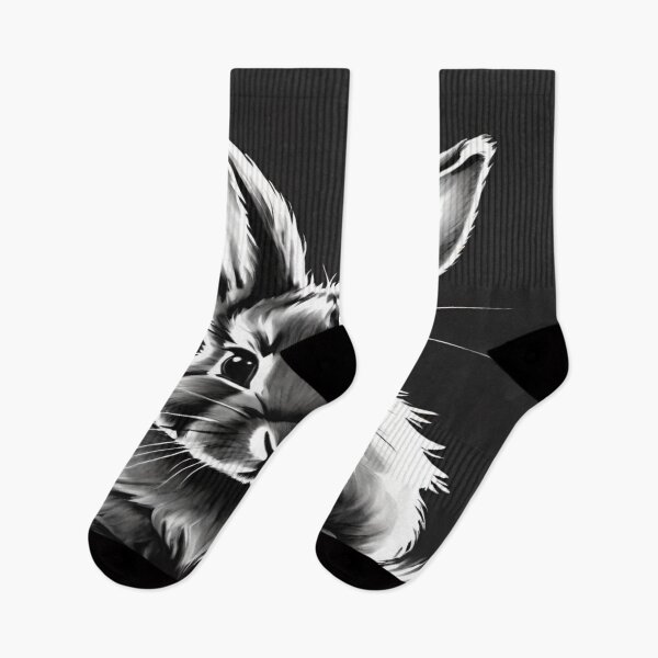 Item preview, Monochrome Bunny – Black and White Animal Art designed and sold by DreamistStore.