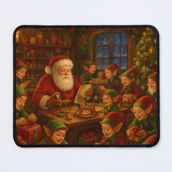 Item preview, Christmas illustration with AI: Santa Claus and the elves working in the Christmas workshop designed and sold by elrincondevero.